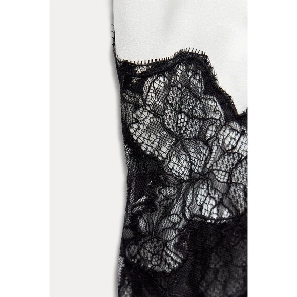 ZARA WOMAN SS24 WHITE LACE SATIN EFFECT DRESS ZW COLLECTION SIZE LARGE 8385/789 - Picture 5 of 16